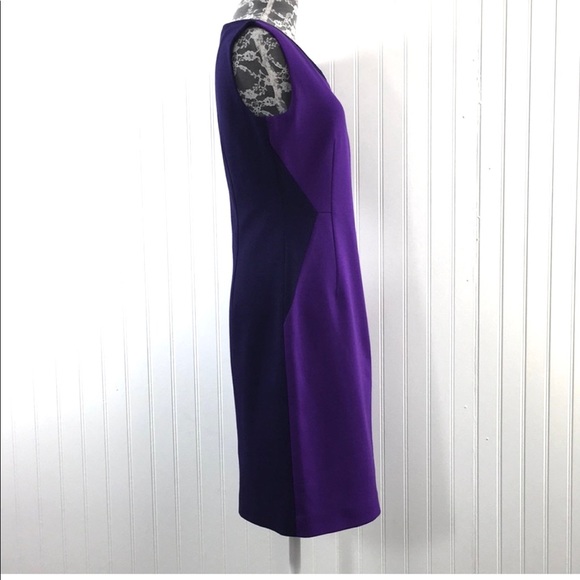 Tahari Sheath Purple Blue Career Illusion Dress - Picture 2 of 12